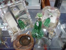 A COLLECTION OF 20TH.C.ITEMS TO INCLUDE A MOTHER OF PEARL EARLY 20TH.C.EASEL BACK MIRROR, A VENETIAN