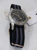 A JAEGER LE COUTRE MILITARY MARKED WRISTWATCH.