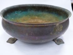 A COPPER ARTS AND CRAFTS FOOTED BOWL BY THE BIRMINGHAM GUILD OF HANDICRAFTS. D.30cms