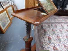 A VICTORIAN MAHOGANY ADJUSTABLE READING TABLE BY LEVESON & SONS.