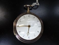 A GEORGIAN SILVER PAIR CASED POCKET WATCH BY F.JACOBS, LONDON. No 1509, DATED LONDON 1793