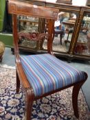 A SET OF FOUR Wm.IV.MAHOGANY SABRE LEG DINING CHAIRS.