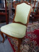 A PAIR OF ITALIAN PROVINCIAL STYLE HIGH BACK SIDE CHAIRS.