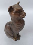 A FRENCH BRONZE FIGURE OF A SEATED CAT, SIGNED E.FREMIET. H.10cms