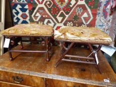 TWO AESTHETIC DESIGN LATE VICTORIAN FOOTSTOOLS