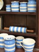 A COLLECTION OF T.G.GREEN CORNISH POTTERY KITCHENWARE AND OTHER PIECES OF SIMILAR DESIGN TO