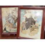 A PAIR OF EARLY CONTINENTAL SILKWORK AND WATERCOLOUR PICTURES OF HOLY FIGURES AMIDST THE CLOUDS.