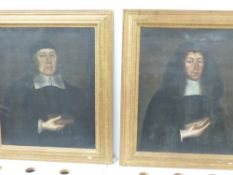 TWO OLD MASTER PORTRAITS OF CLERICS, OIL ON CANVAS. 75x62cms.