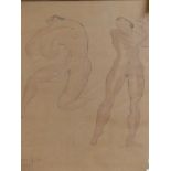 HERMANN GEIBEL (1889-1972) TWO NUDES, SIGNED AND DATED 1919 WATERCOLOUR. 40x31cms.