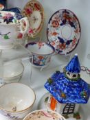 A GROUP OF 18TH.C.AND LATER ENGLISH TEAWARES TO INCLUDE SOME WORCESTER BLUE AND WHITE, LUSTREWARE