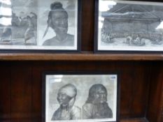 THREE 18TH.C.FRAMED PORTRAIT PRINTS OF NATIVES FROM CAPTAIN COOK'S VOYAGES.