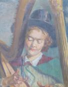 D. Milne (20th Century), Welsh lady playing the harp, signed and dated '48, oil on canvas, 55 x
