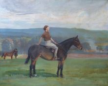 Nina Colmore (Nina Murray) (1889-1973) Irish (ARR), A bay horse with Miss Rosie Turner near