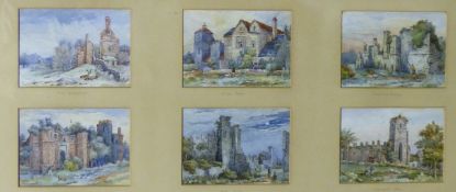 Arthur E. Jackson (19th/20th Century), Six topographical watercolours depicting Ruins at Bradgate