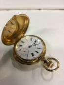 A gentleman's Swiss 18k full hunter pocket watch with minute repeat action, subsidiary seconds dial,