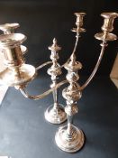 A pair of Sheffield plated table candelabra by Mathew Boulton & Co. 28.5cm high.