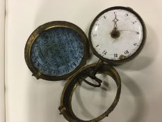 A late 18th Century verge pocket watch with pierced balance clock in tortoiseshell case. Maker