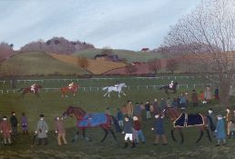 Vincent Haddelsey (1934-2010) (ARR), A point-to-point, signed with initials, oil on canvas, 36.5 x