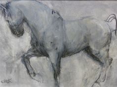 Deborah Jackson (20th/21st Century) (ARR), Heavy horse study, signed, oil on board, 61 x 81cm.