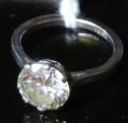 An 18ct white gold mounted single stone diamond ring. Approximately 2 carats in weight.