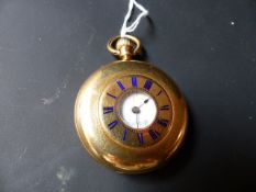 An 18ct gold demi-hunter pocket watch with topwind action, Ellis Brothers, Exeter. No 18607