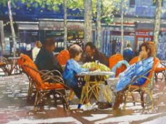 OIL ON BOARD, CAFE SCENE