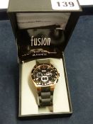 A GENTS FUSION WRIST WATCH IN FITTED BOX