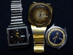 THREE GENTS SEIKO AUTOMATIC WRIST WATCHES WITH DAY/DATE