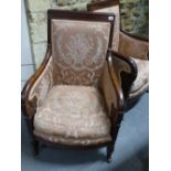 A PAIR OF EMPIRE REVIVAL MAHOGANY BERGERE