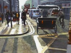 C NEWBROOK, LONDON STREET SCENE, OIL ON CANVAS