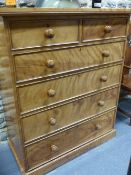 A VICTORIAN SATIN BIRCH CHEST OF DRAWERS