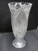 A LARGE CUT GLASS VASE