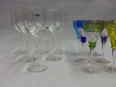 SIX LALIQUE WINE GLASSES AND OTHERS