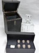 A SHAGREEN BOXED DECANTER AND SIX L'OBJECT PLACE CARD SETTINGS