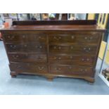 AN LATE GIII MAHOGANY MULE CHEST ON SHAPED BRACKET FEET