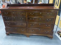 AN LATE GIII MAHOGANY MULE CHEST ON SHAPED BRACKET FEET