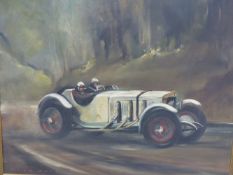 A RACING OIL ON CANVAS BY DION PEARS