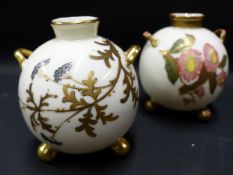 A PAIR OF WORCESTER OVOID GILT DECORATED SPILL VASES IN THE JAPANESE TASTE