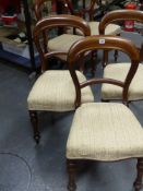 FOUR BALLOON BACK MAHOGANY CHAIRS AND TWO SIMILAR