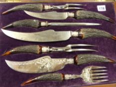 BOXED SET ANTLER CARVING FLATWARE