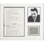 JOHNNY CASH HANDWRITTEN LYRICS