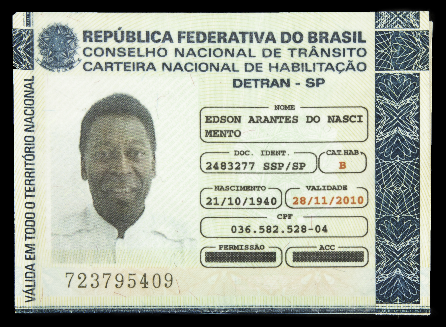 PELÉ 2010 BRAZIL DRIVING LICENSE
