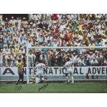 PELÉ AND GORDON BANKS SIGNED 1970 WORLD CUP SAVE CANVAS