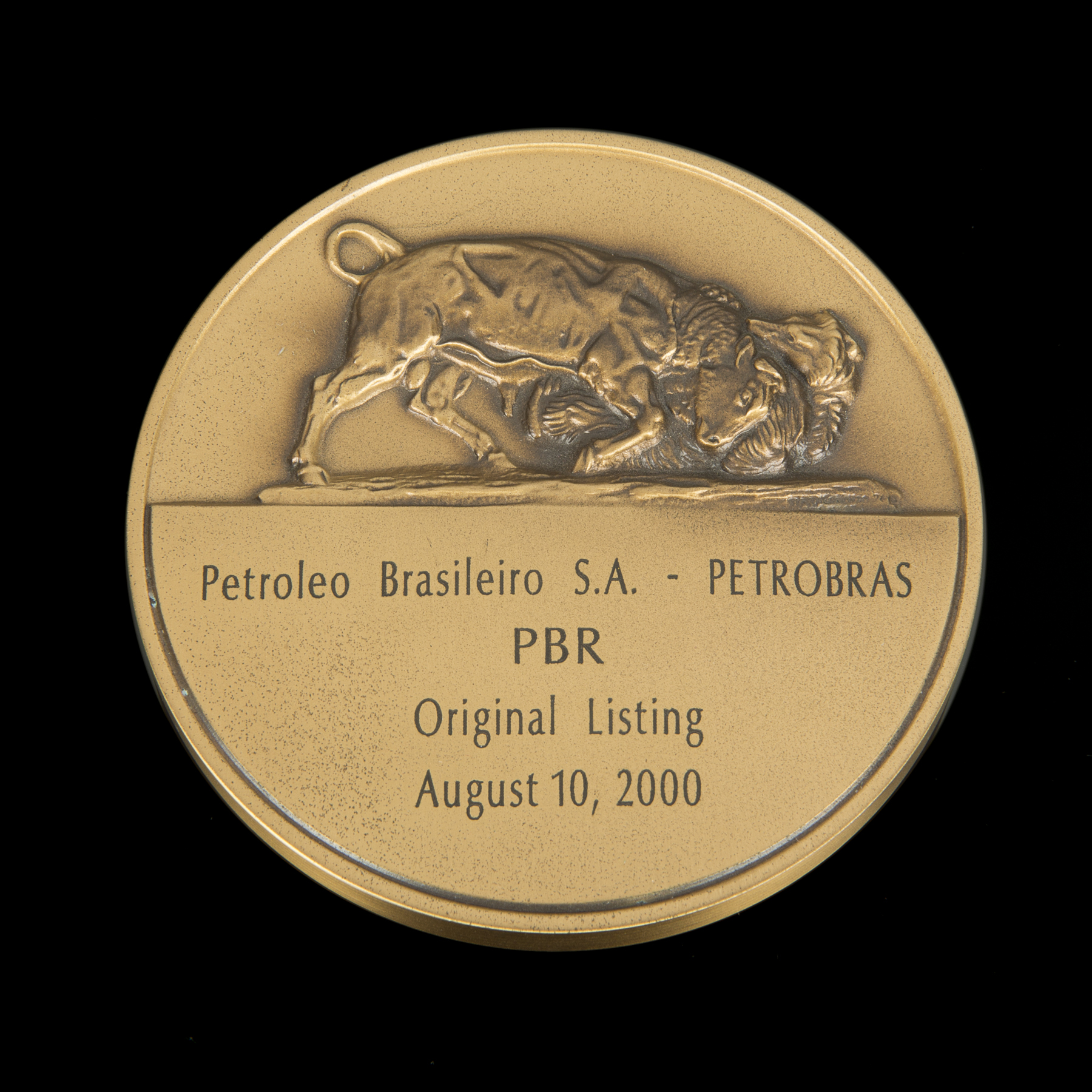 PELÉ 2000 NEW YORK STOCK EXCHANGE PETROBRAS ORIGINAL LISTING MEDAL WITH BADGE