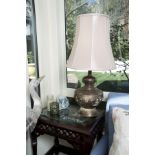 JEWELED BRASS TABLE LAMP