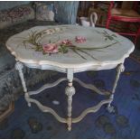 HANDPAINTED TEA TABLE AND TWO OTHER ITEMS