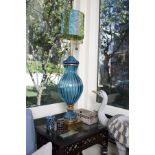 PAIR OF GLASS TABLE LAMPS