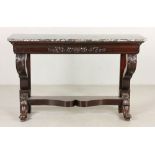 Marble Top Mahogany Side Table