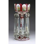 Bohemian Cased Glass Candle Lustre