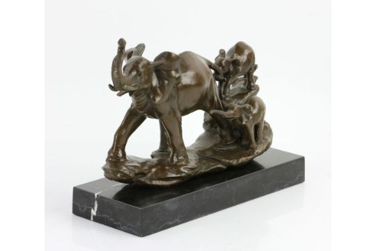 Signed Barye, Elephant with Cubs, Bronze - Image 4 of 9